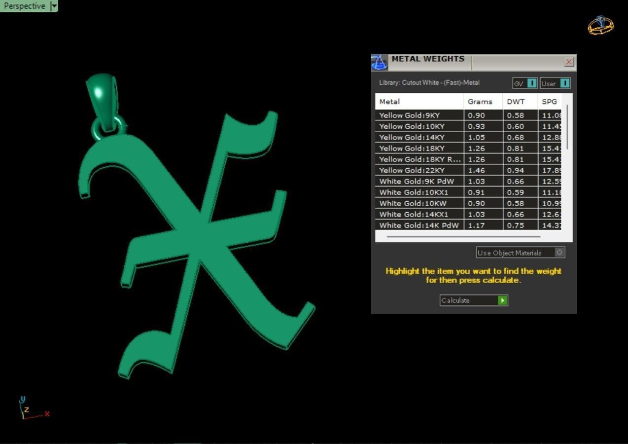 Olde English Initial Letters Pendant Alphabets  3D Model Collection_75
