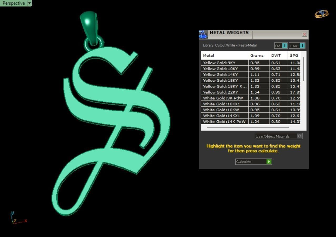 Olde English Initial Letters Pendant Alphabets  3D Model Collection_65