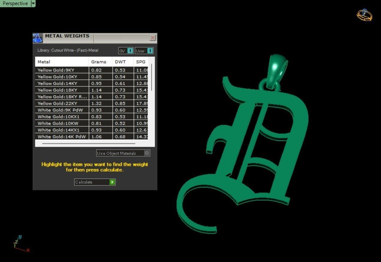 Olde English Initial Letters Pendant Alphabets  3D Model Collection_35