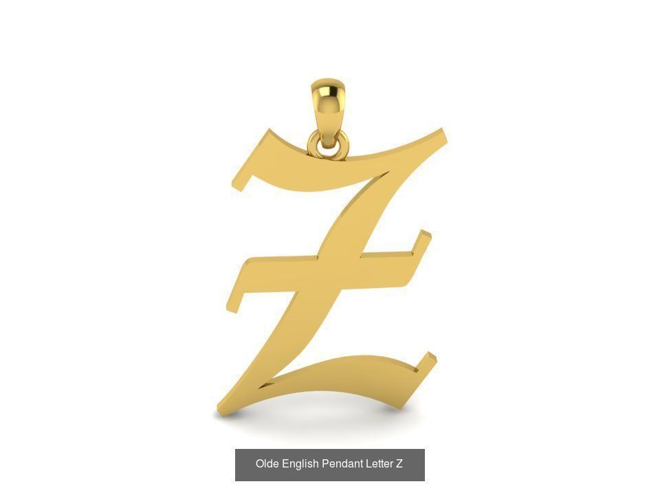 Olde English Initial Letters Pendant Alphabets  3D Model Collection_28