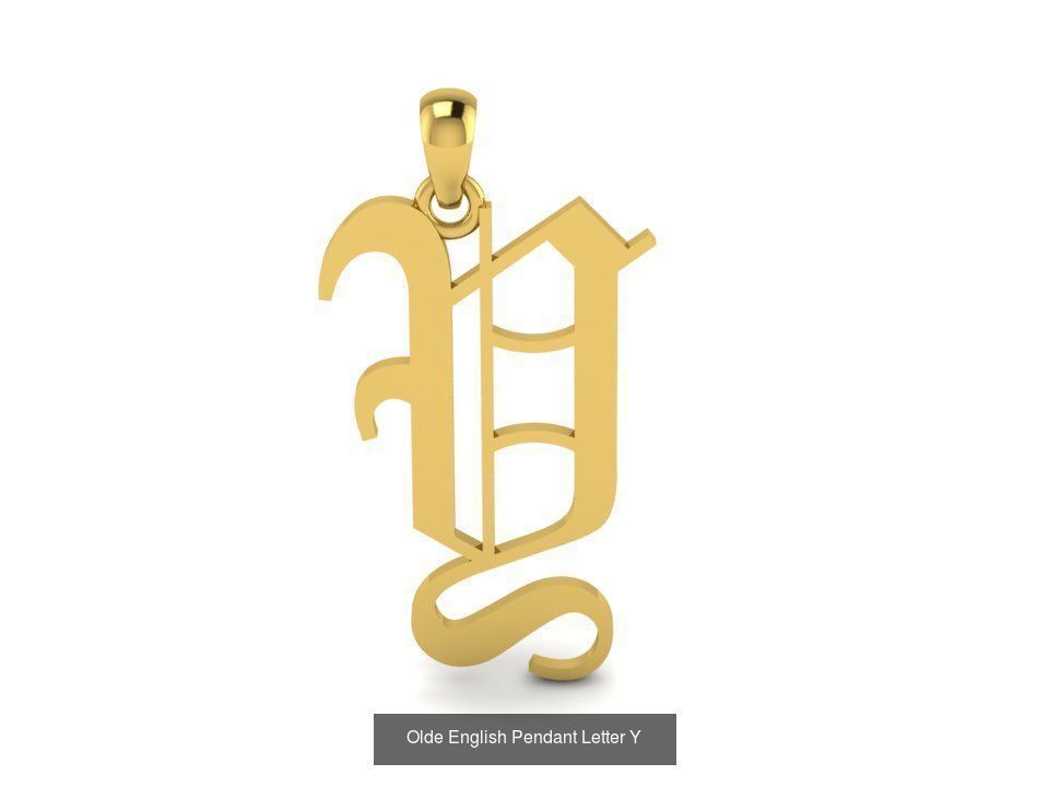 Olde English Initial Letters Pendant Alphabets  3D Model Collection_27
