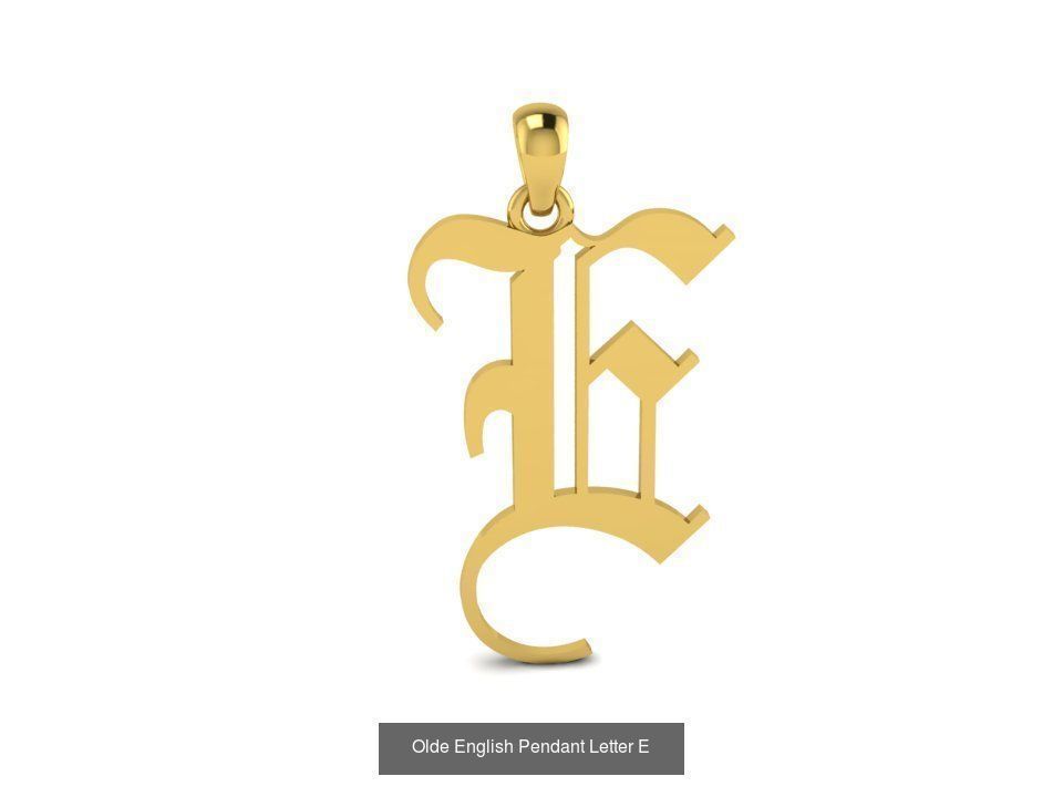 Olde English Initial Letters Pendant Alphabets  3D Model Collection_7