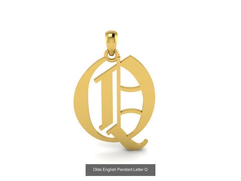 Olde English Initial Letters Pendant Alphabets  3D Model Collection_19