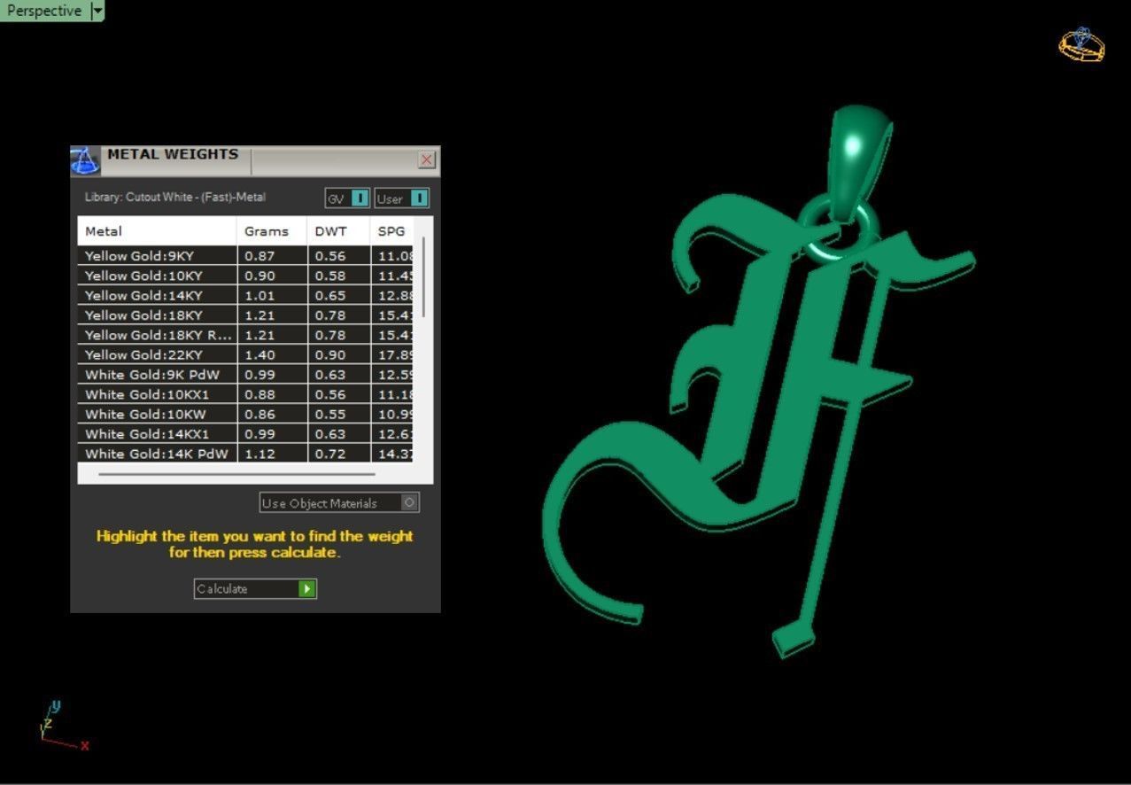 Olde English Initial Letters Pendant Alphabets  3D Model Collection_39