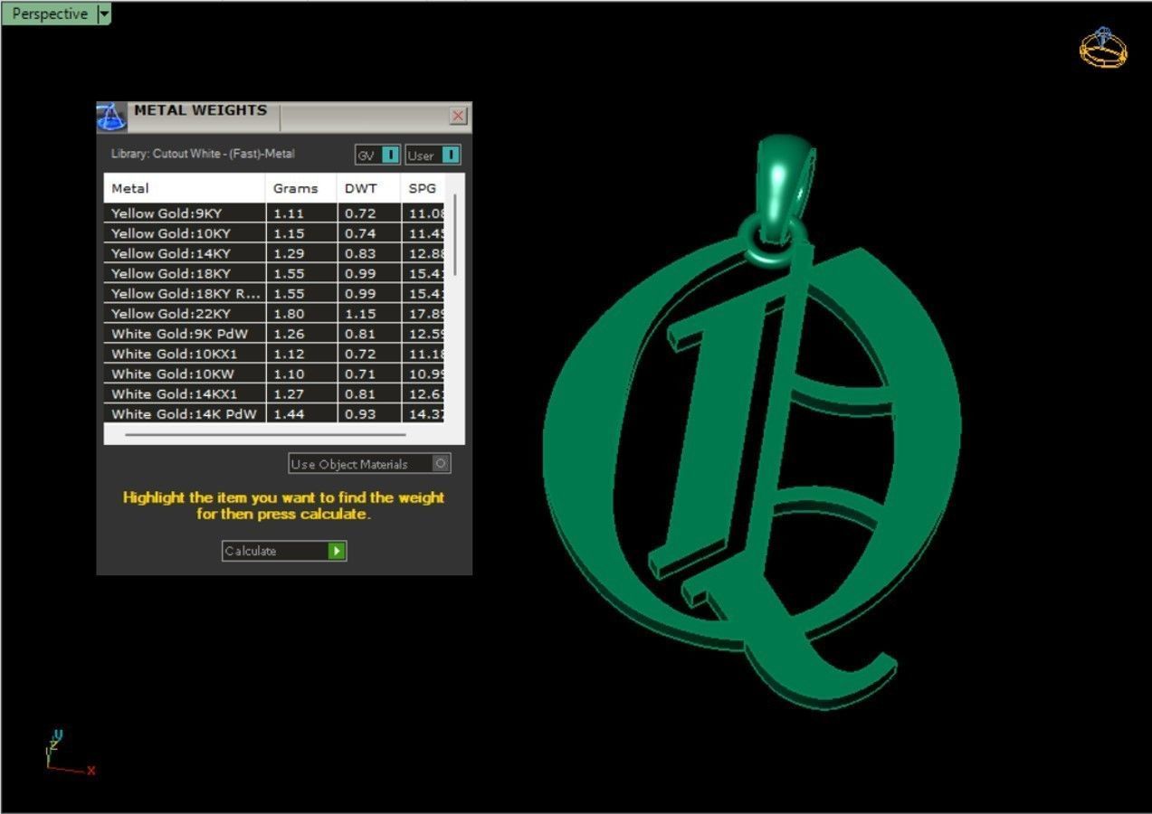 Olde English Initial Letters Pendant Alphabets  3D Model Collection_61