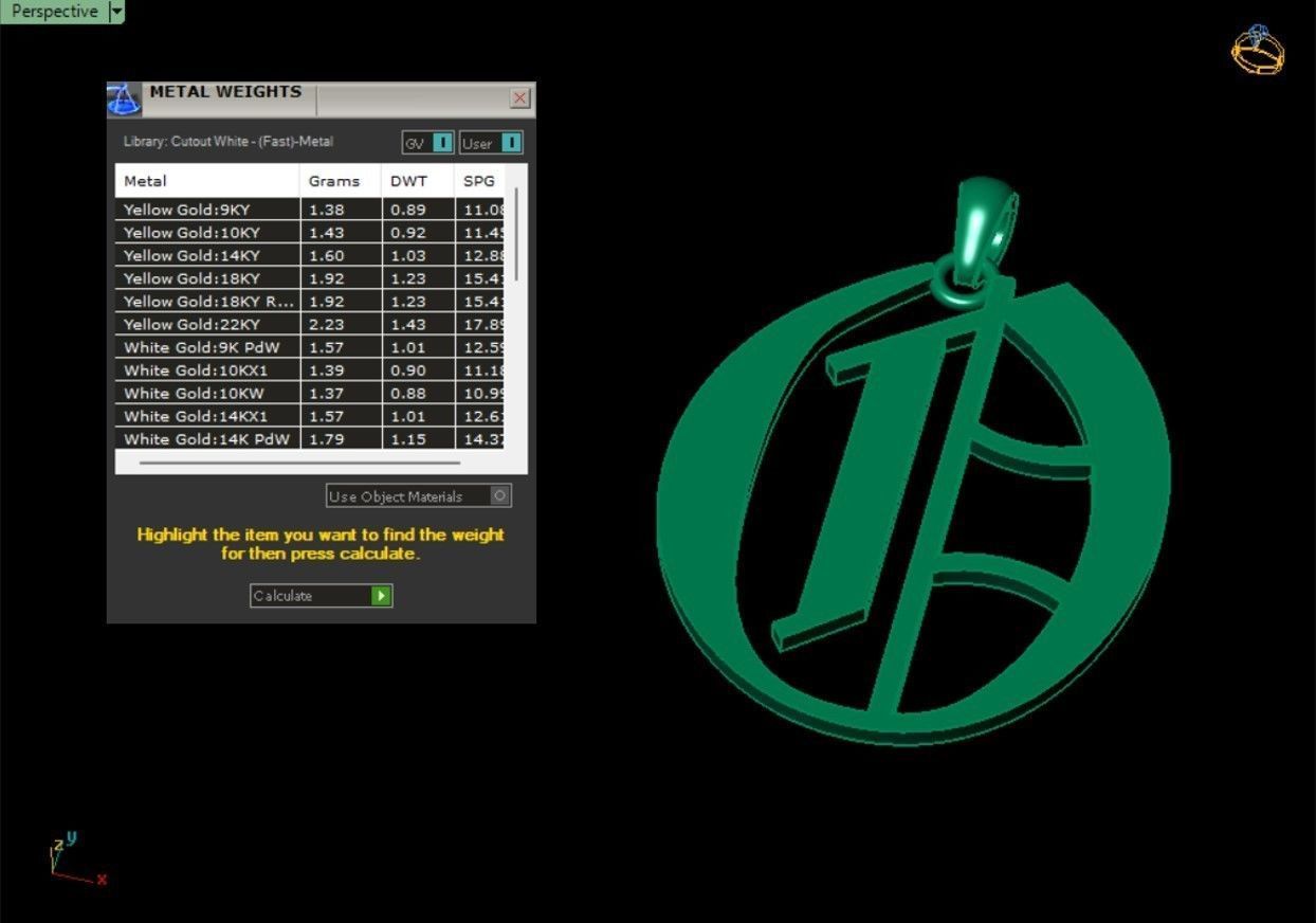 Olde English Initial Letters Pendant Alphabets  3D Model Collection_57