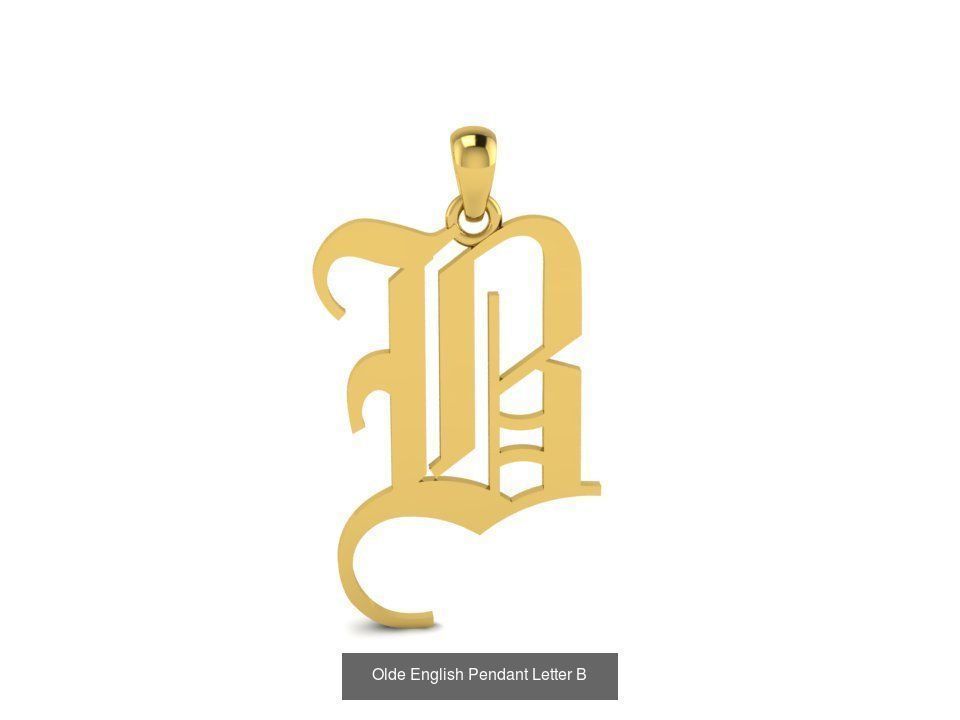 Olde English Initial Letters Pendant Alphabets  3D Model Collection_4