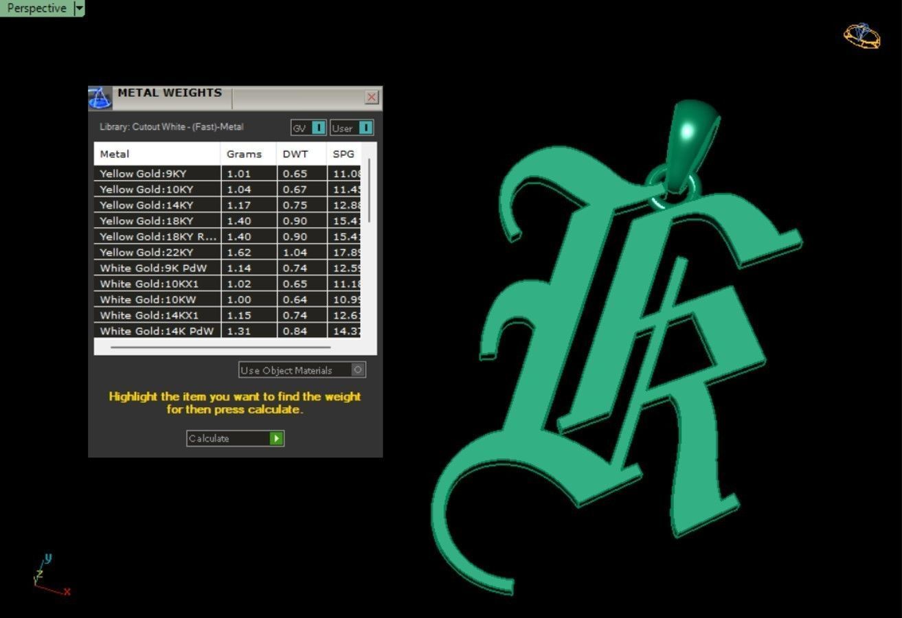 Olde English Initial Letters Pendant Alphabets  3D Model Collection_49