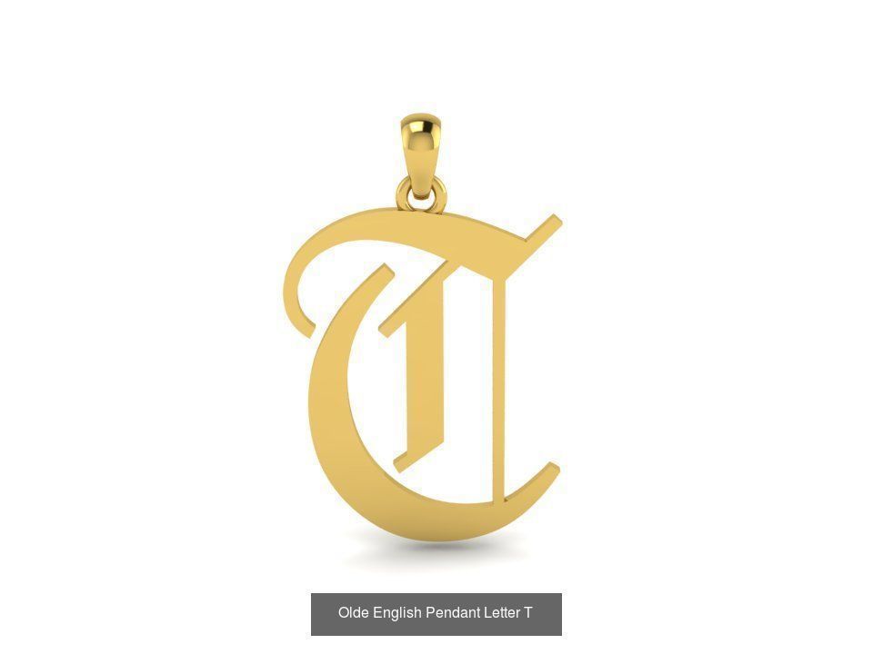 Olde English Initial Letters Pendant Alphabets  3D Model Collection_22