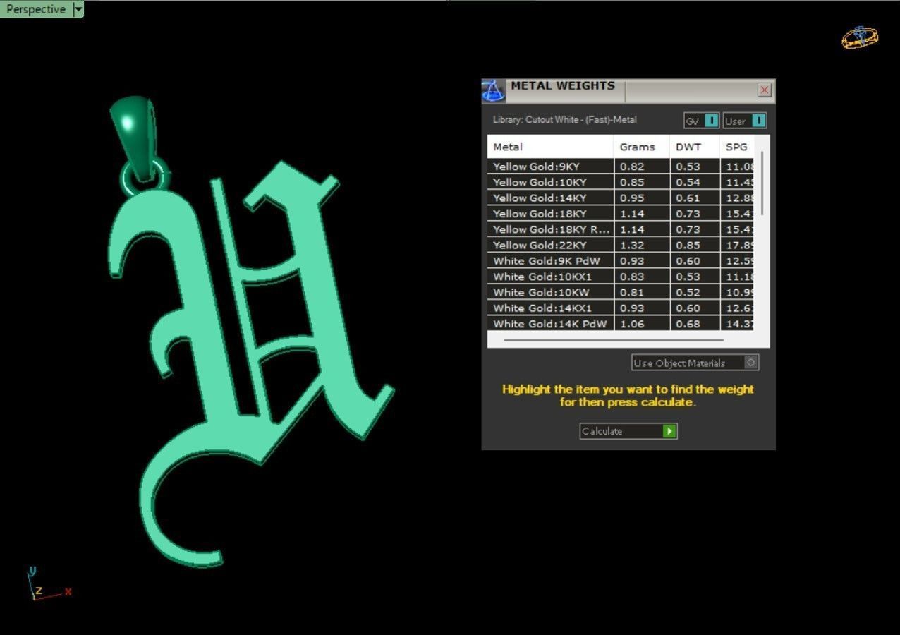 Olde English Initial Letters Pendant Alphabets  3D Model Collection_69