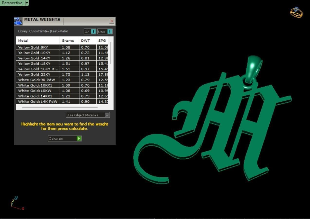 Olde English Initial Letters Pendant Alphabets  3D Model Collection_53