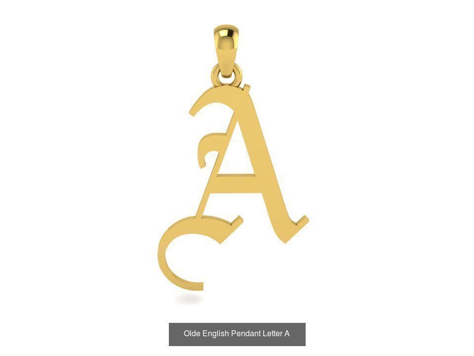 Olde English Initial Letters Pendant Alphabets  3D Model Collection_3