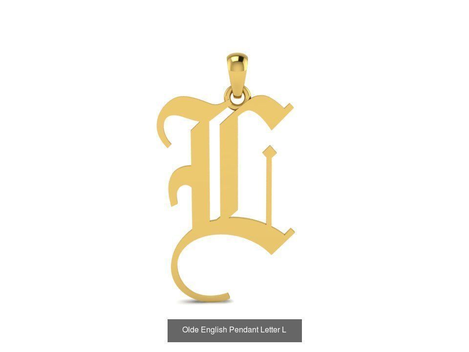 Olde English Initial Letters Pendant Alphabets  3D Model Collection_14