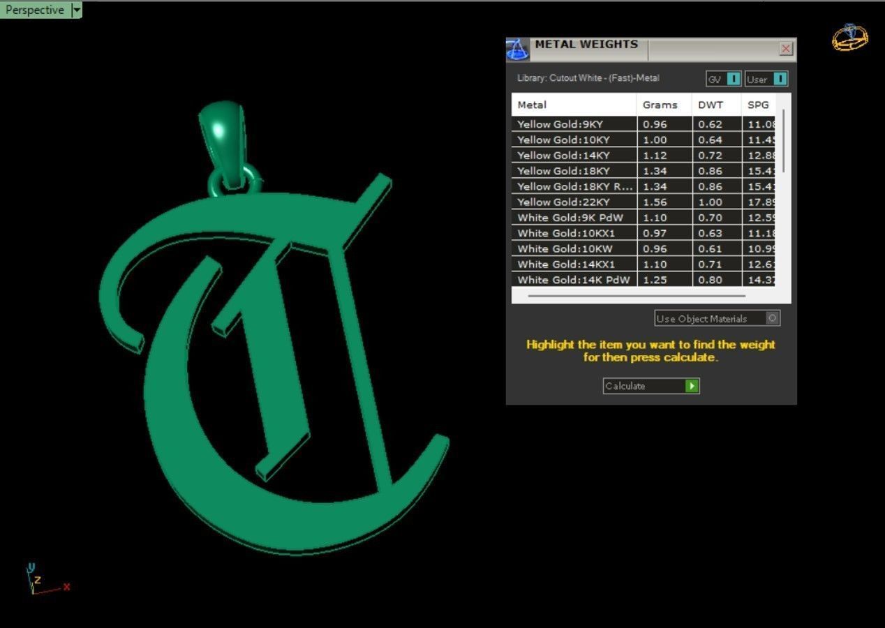 Olde English Initial Letters Pendant Alphabets  3D Model Collection_67