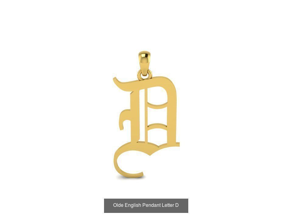 Olde English Initial Letters Pendant Alphabets  3D Model Collection_6