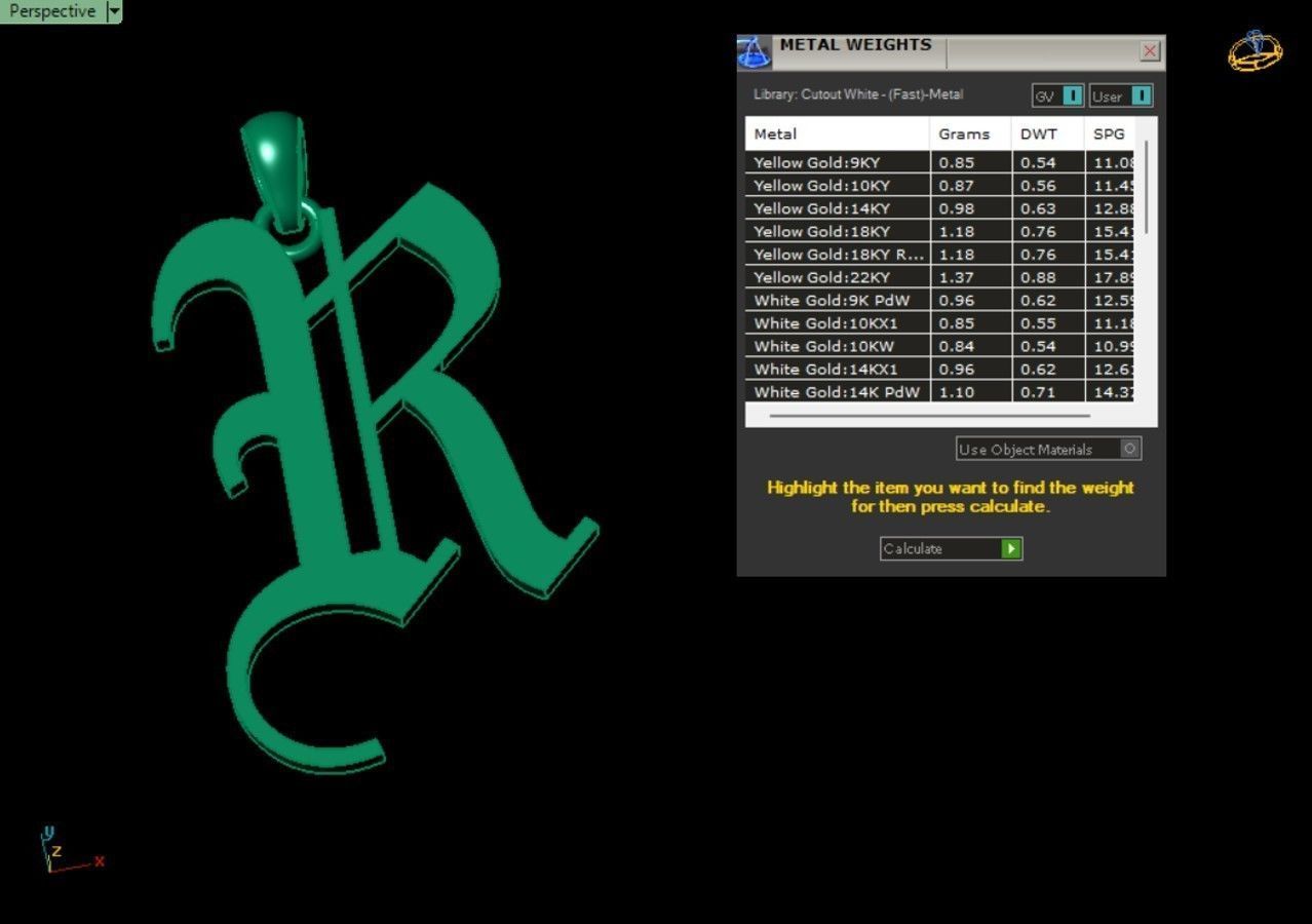 Olde English Initial Letters Pendant Alphabets  3D Model Collection_63