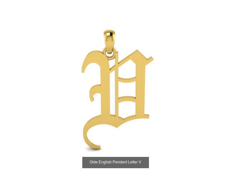 Olde English Initial Letters Pendant Alphabets  3D Model Collection_24