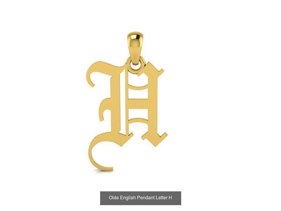 Olde English Initial Letters Pendant Alphabets  3D Model Collection_10