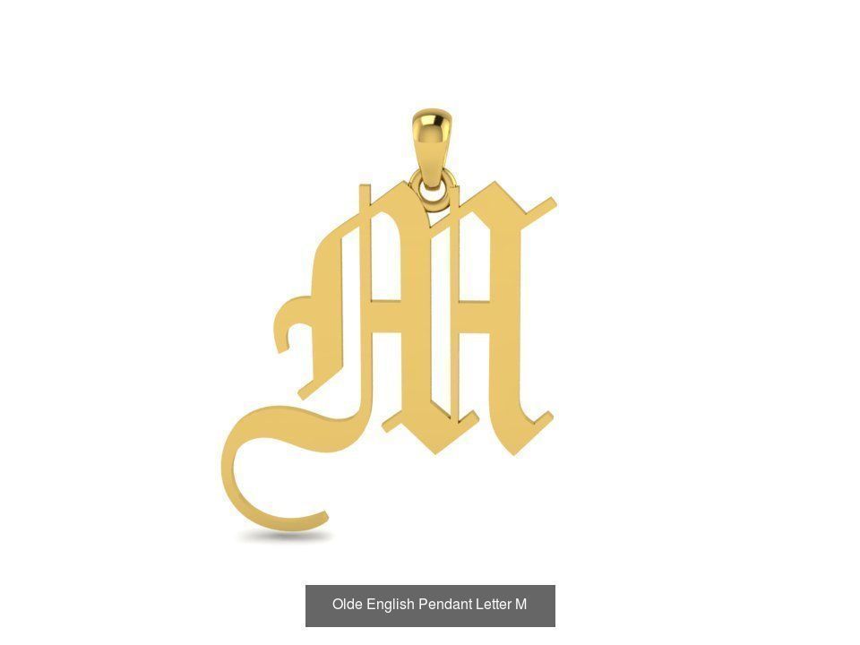 Olde English Initial Letters Pendant Alphabets  3D Model Collection_15