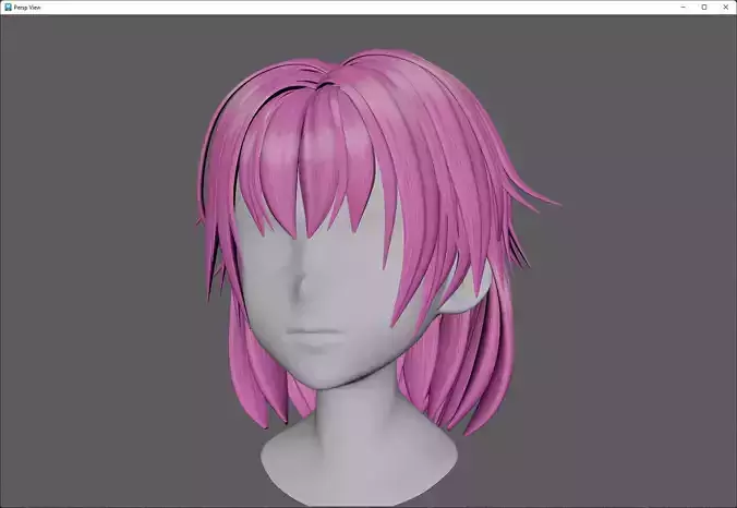 Anime hair style 43 low poly for woman and girl