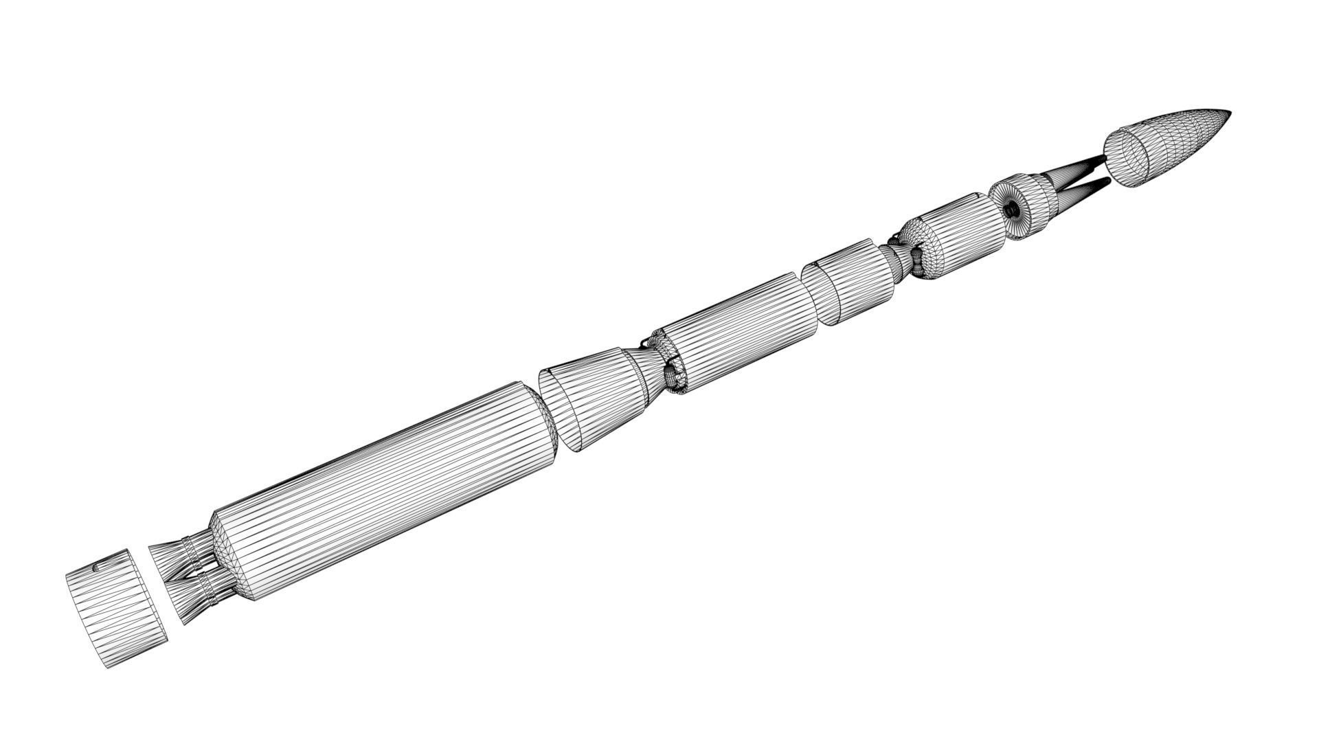 Minuteman III ICBM Missile Low-poly 3D model_4