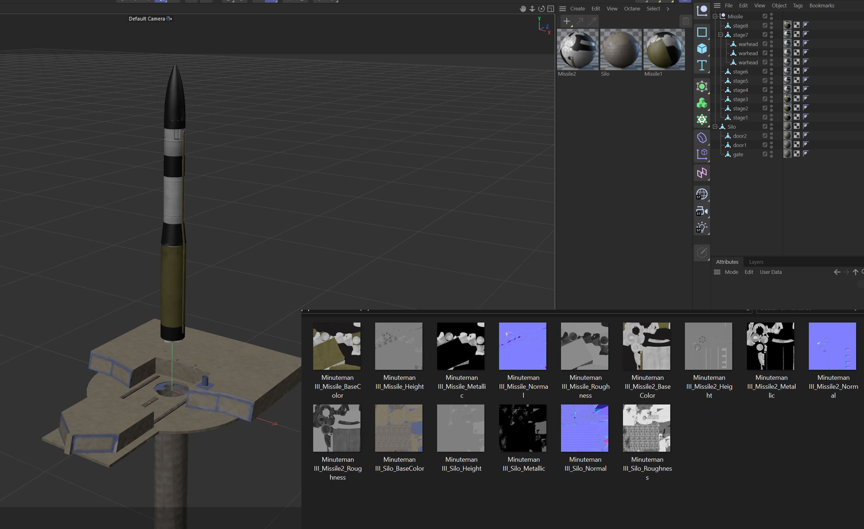 Minuteman III ICBM Missile Low-poly 3D model_15