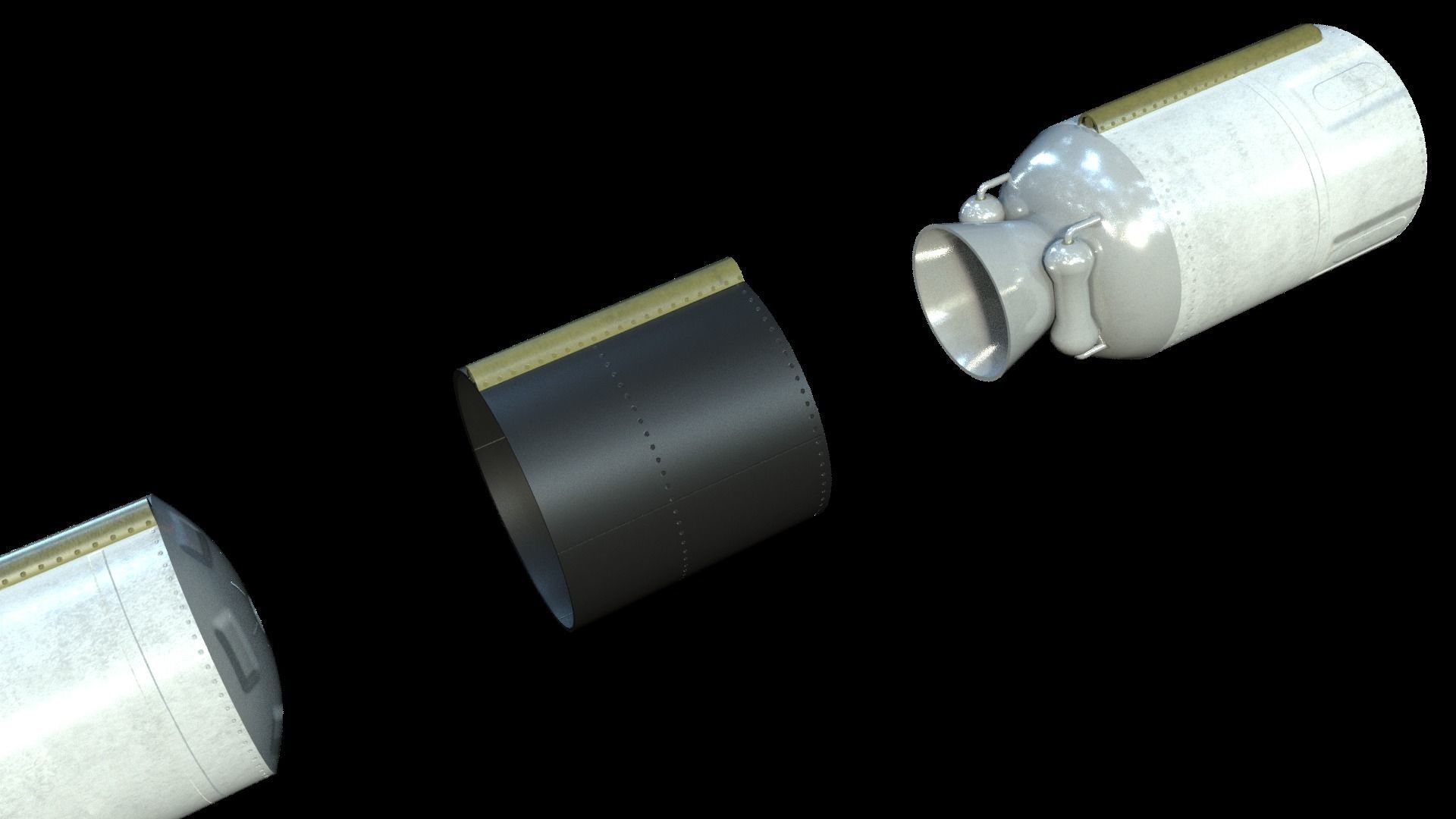 Minuteman III ICBM Missile Low-poly 3D model_7