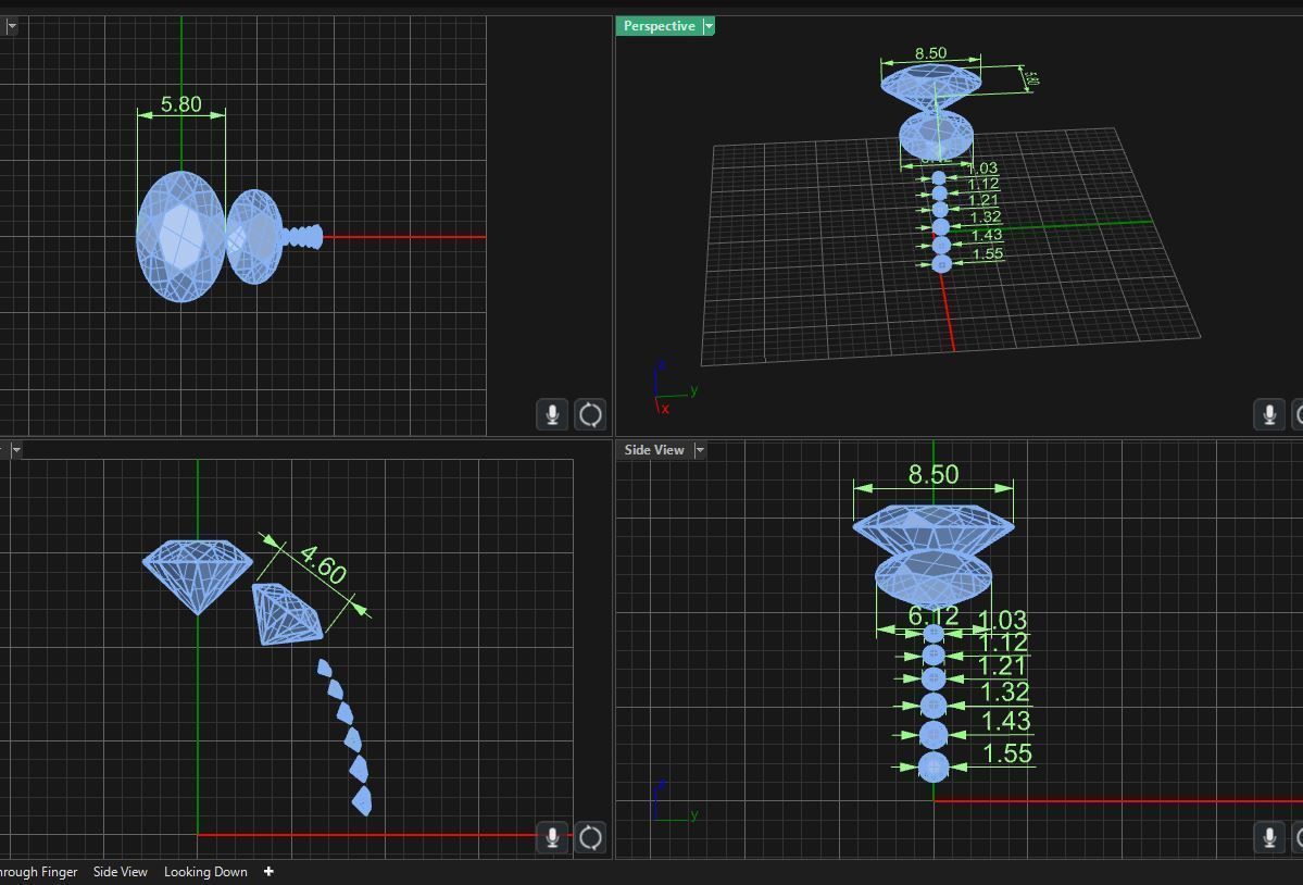 oval 3 stone with tapered rounds down sides 3D print model_1