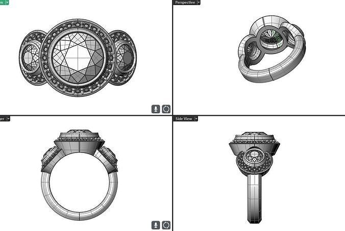 large round fashion ring 3D print model