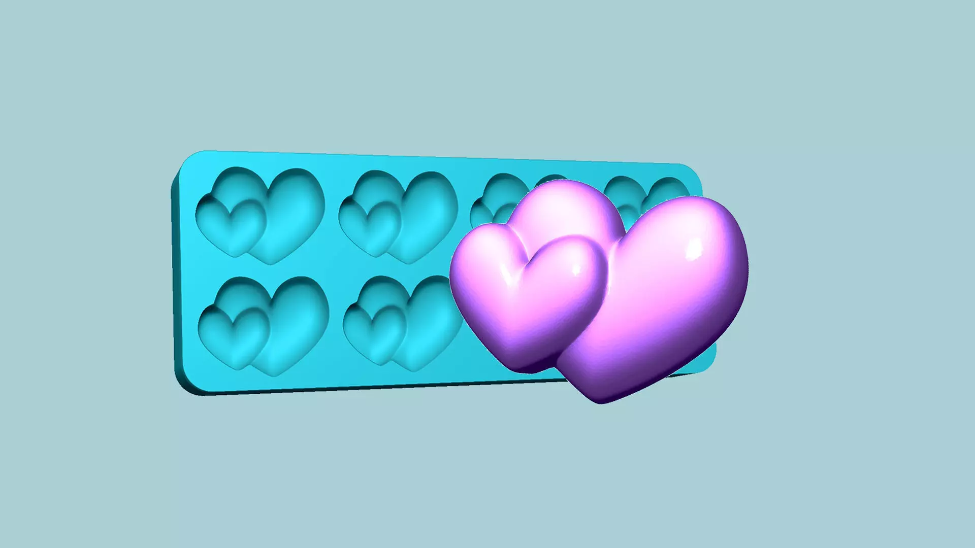 Jelly Candy Molding Double Heart - Gummy Mould 3D print model