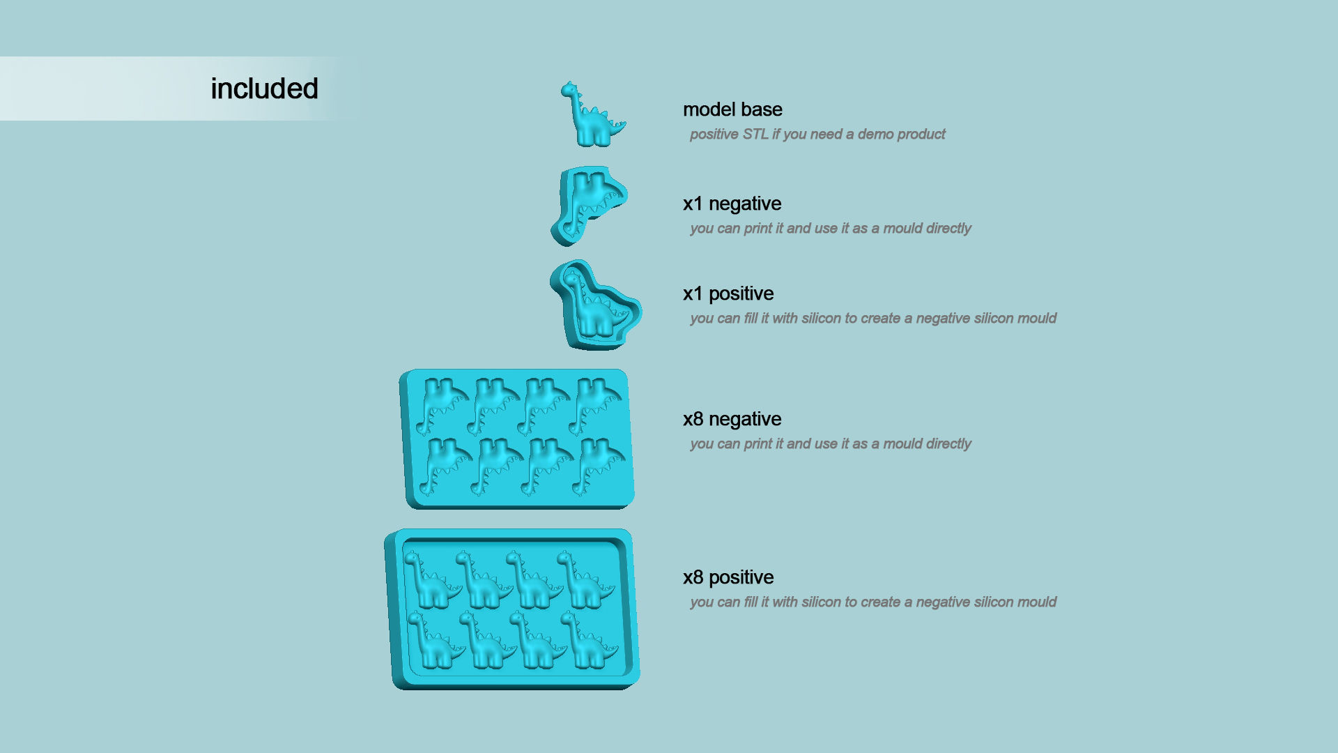 Jelly Candy Molding Dinosaur - Gummy Mould 3D print model_1