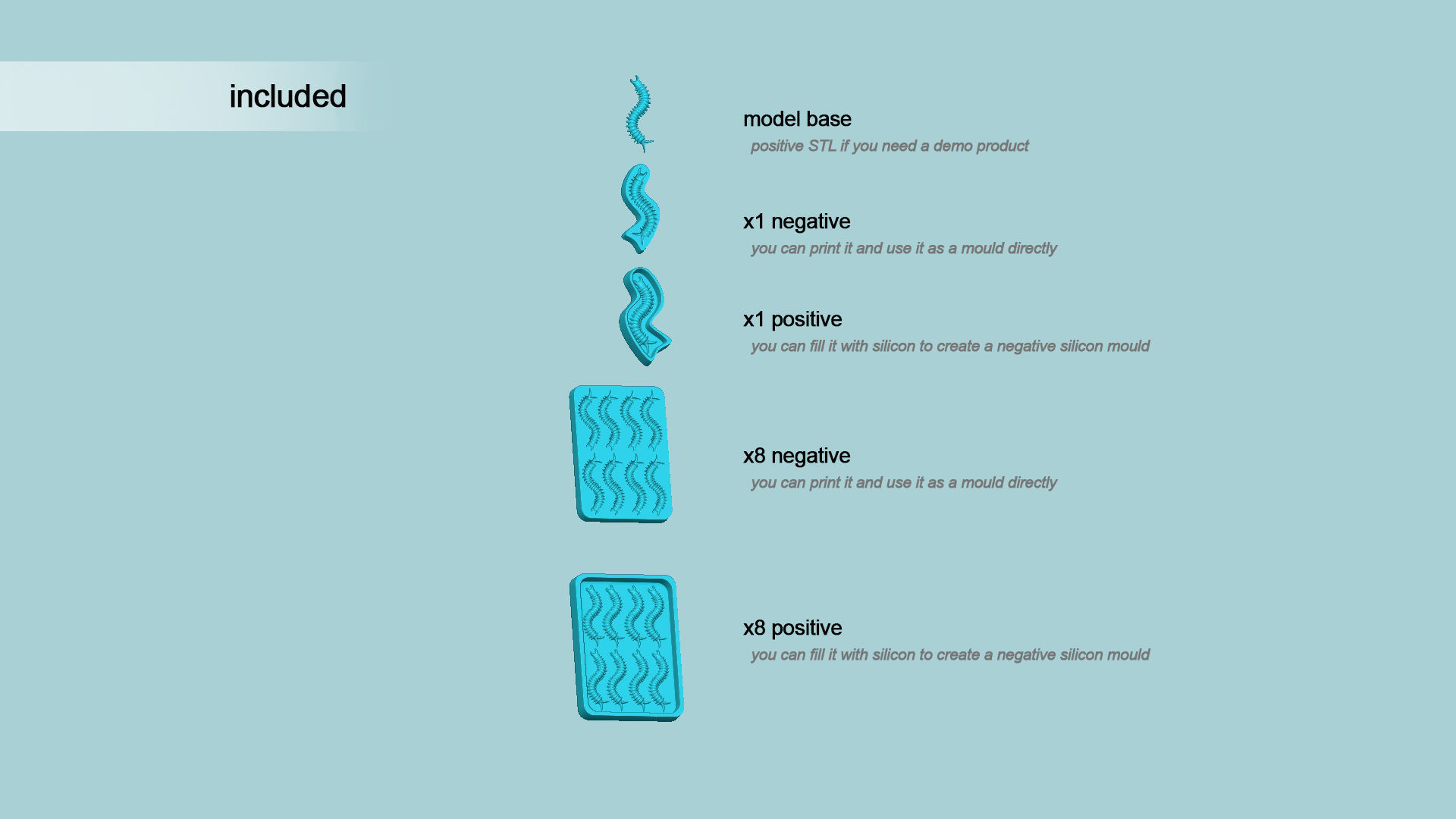 Jelly Candy Molding Centipede - Gummy Mould 3D print model_1