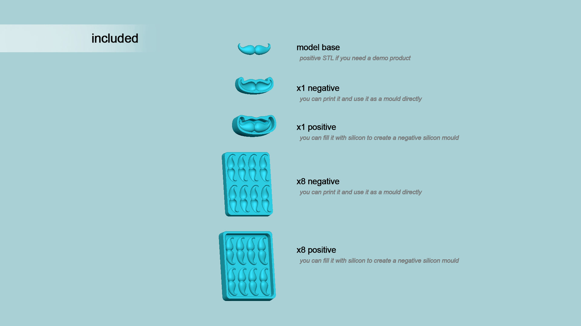 Jelly Candy Molding Mustache - Gummy Mould 3D print model_1