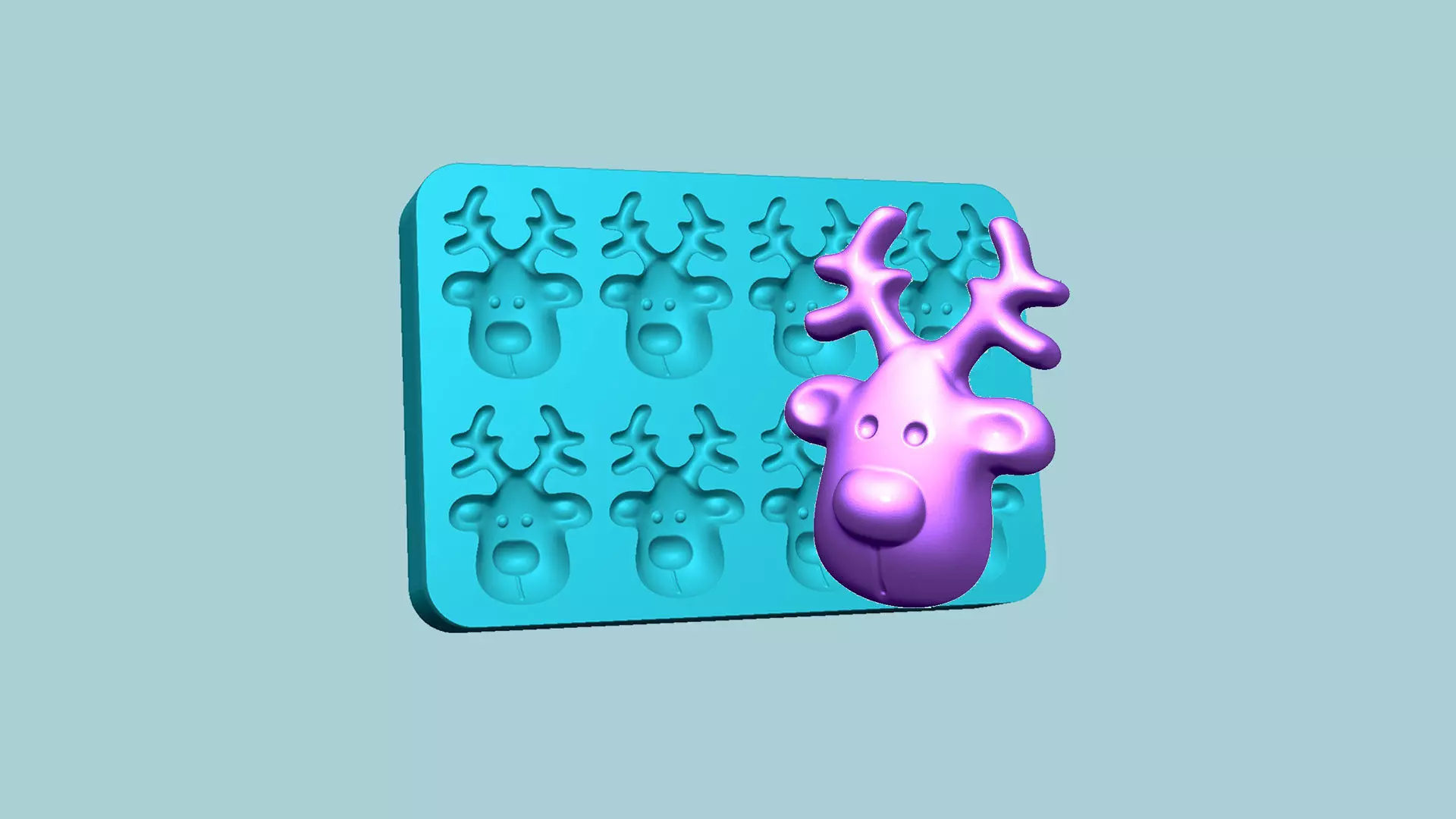 Jelly Candy Molding Reindeer Face - Gummy Mould 3D print model_0