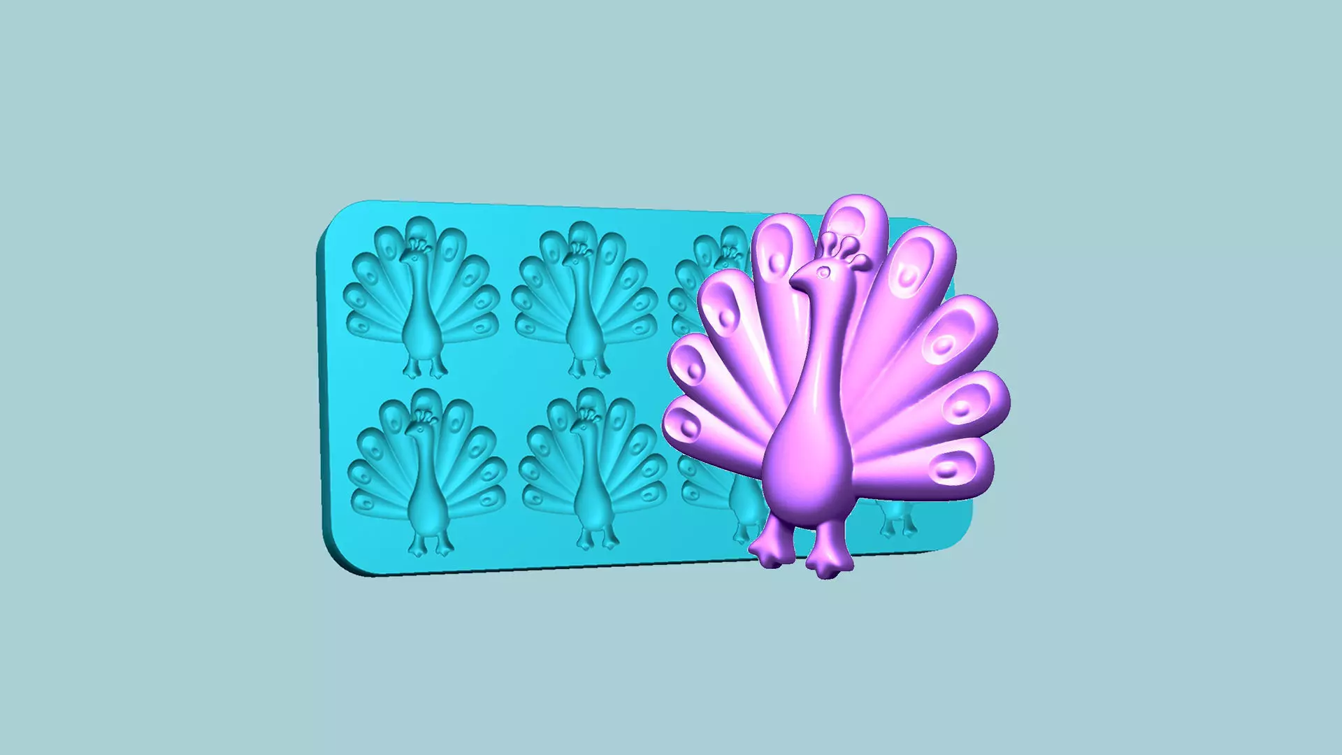 Jelly Candy Molding Peacock - Gummy Mould 3D print model_0