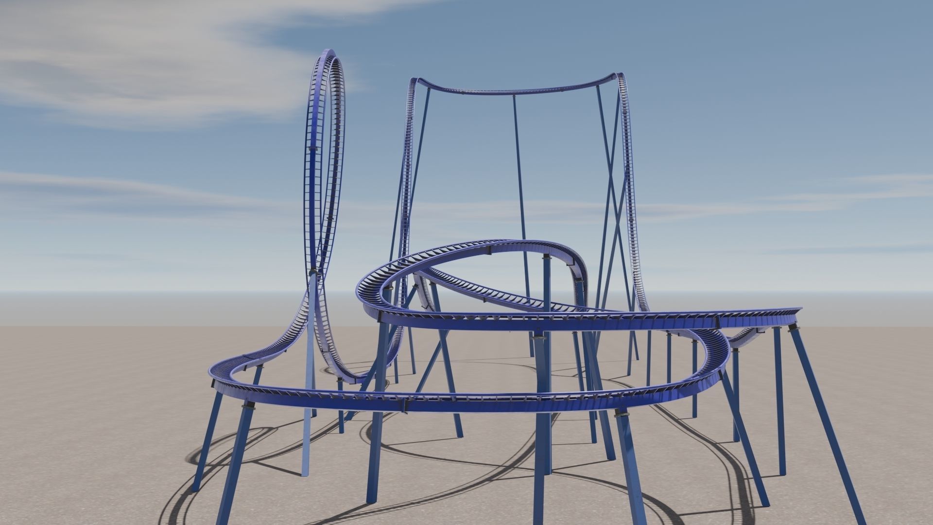 Rollercoaster roller coaster at amusement park  Low-poly 3D model_12