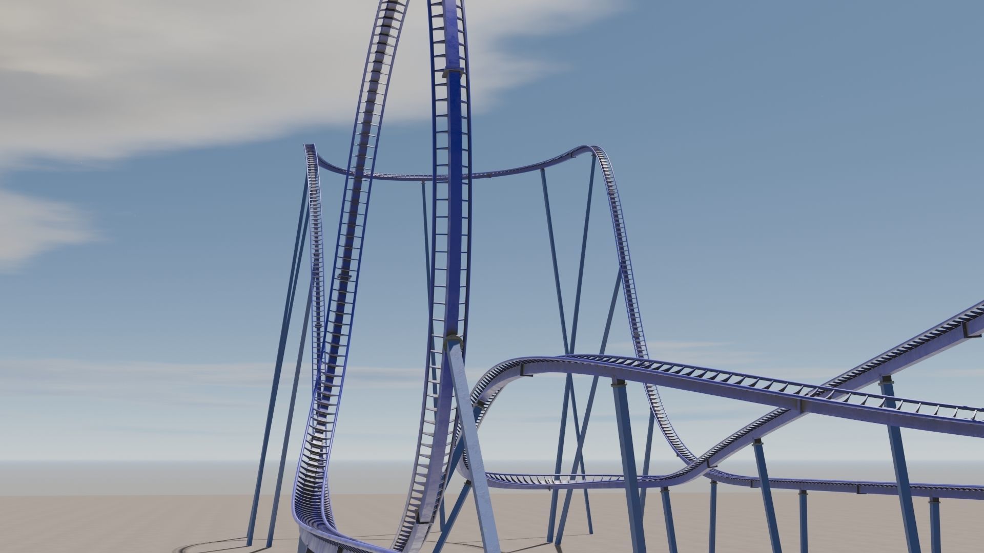 Rollercoaster roller coaster at amusement park  Low-poly 3D model_7