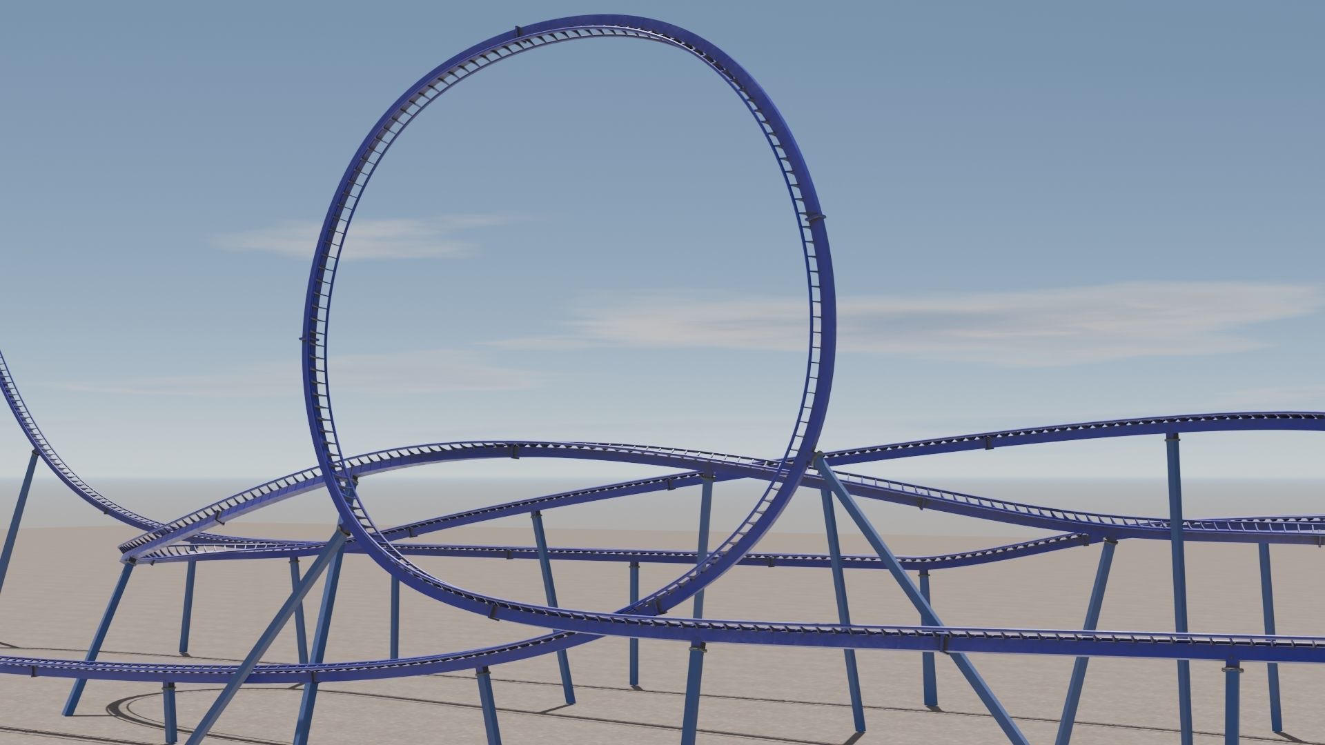 Rollercoaster roller coaster at amusement park  Low-poly 3D model_13