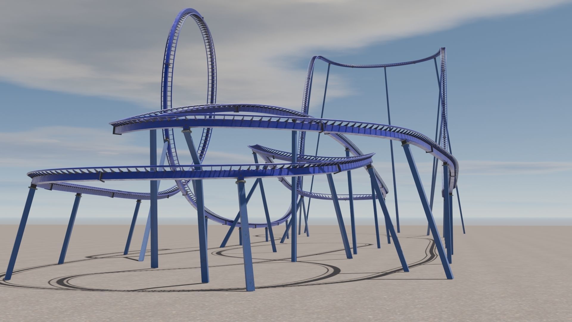 Rollercoaster roller coaster at amusement park  Low-poly 3D model_2