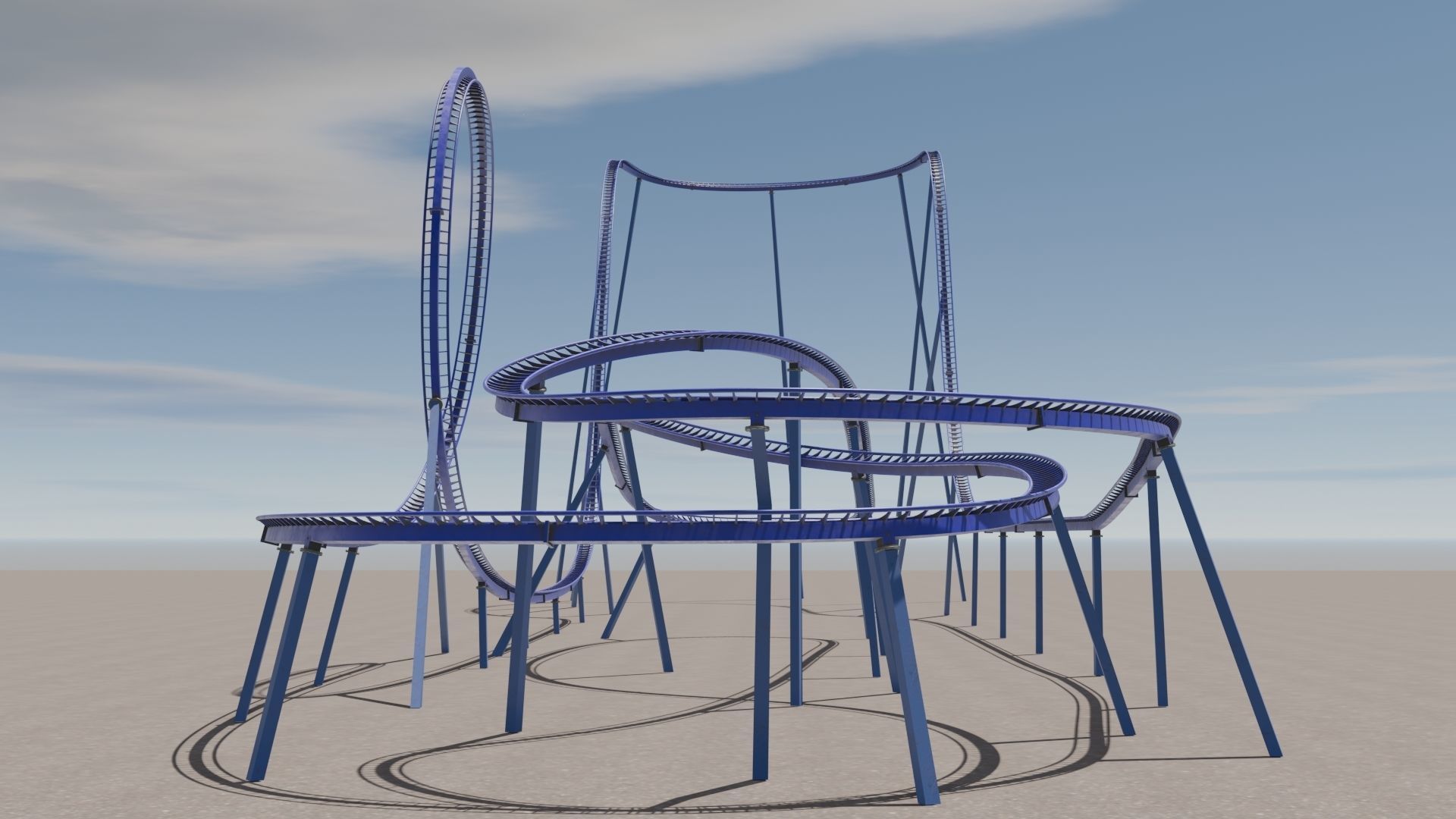 Rollercoaster roller coaster at amusement park  Low-poly 3D model_9