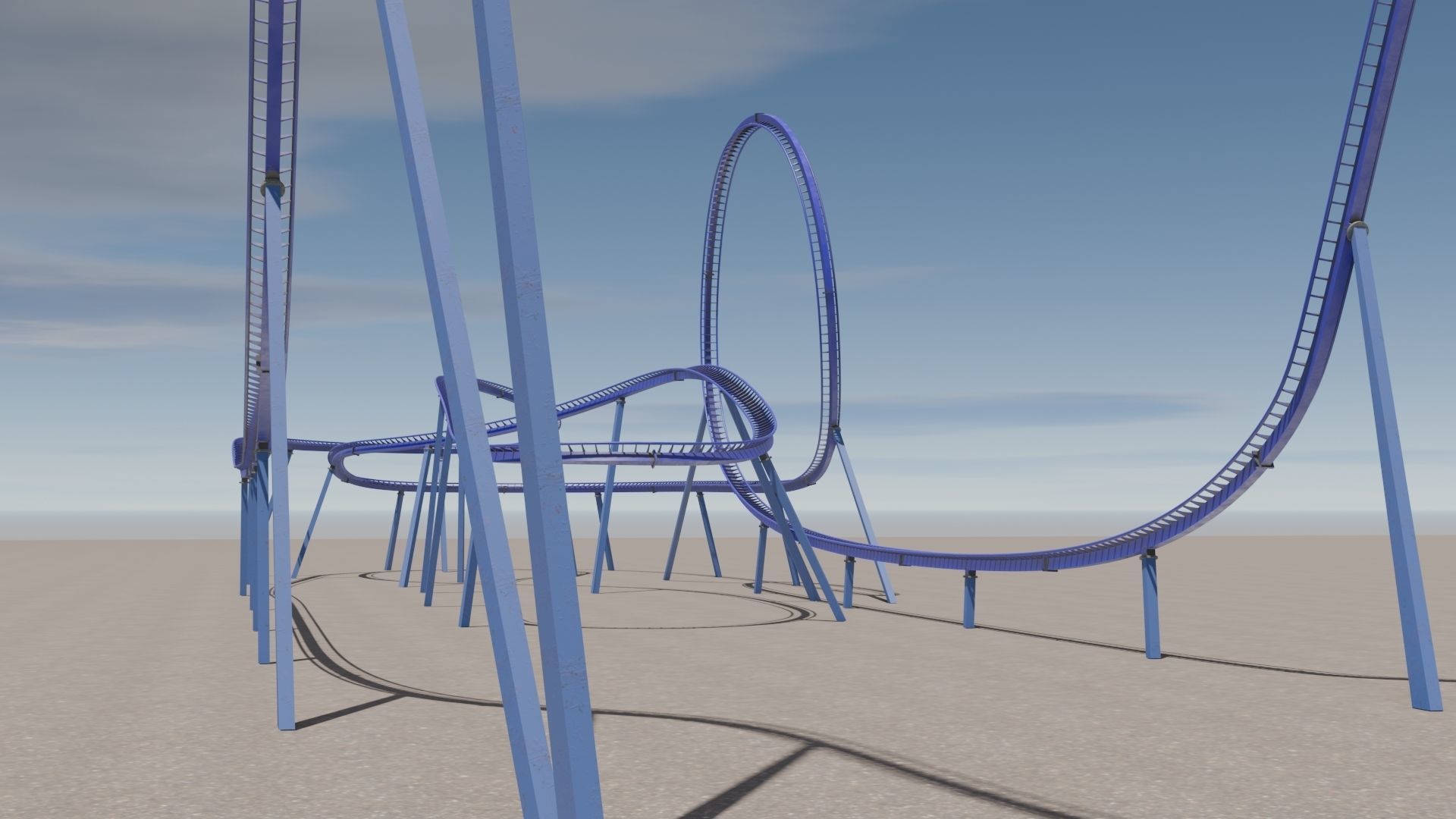 Rollercoaster roller coaster at amusement park  Low-poly 3D model_11