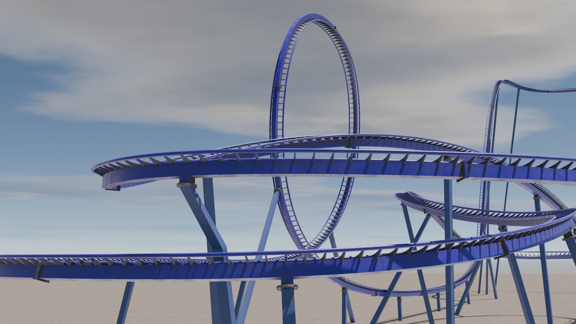 Rollercoaster roller coaster at amusement park  Low-poly 3D model_19