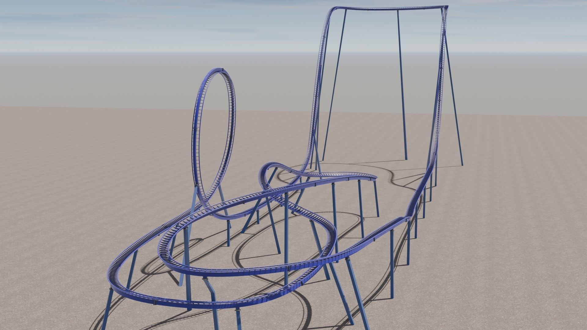Rollercoaster roller coaster at amusement park  Low-poly 3D model_4