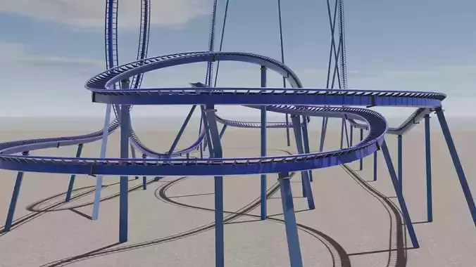 Rollercoaster roller coaster at amusement park  Low-poly 3D model