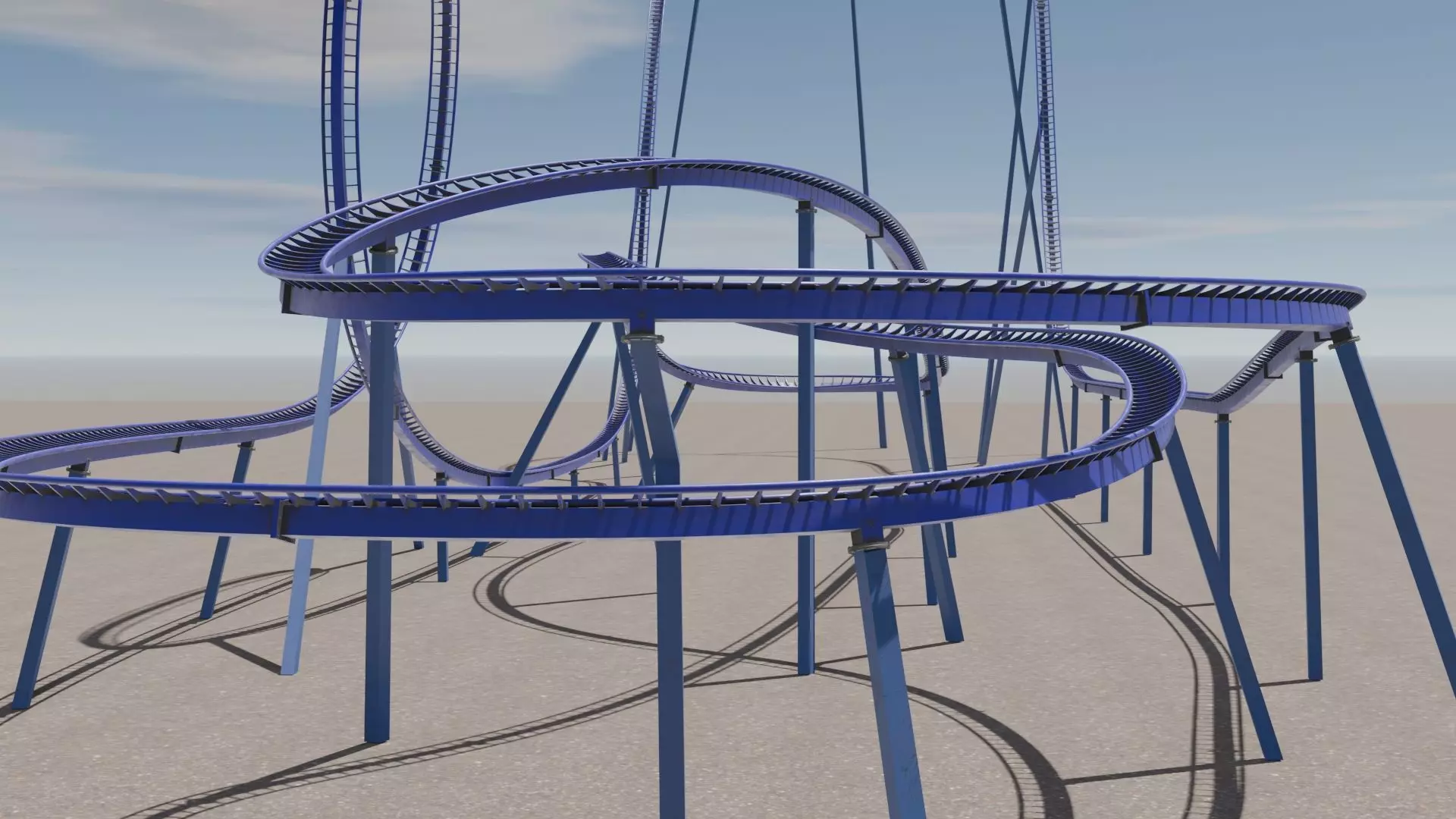 Rollercoaster roller coaster at amusement park  Low-poly 3D model_0