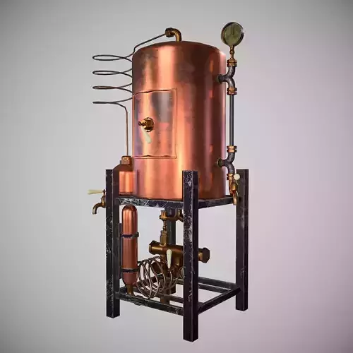 Vintage distillation machine Free low-poly 3D model