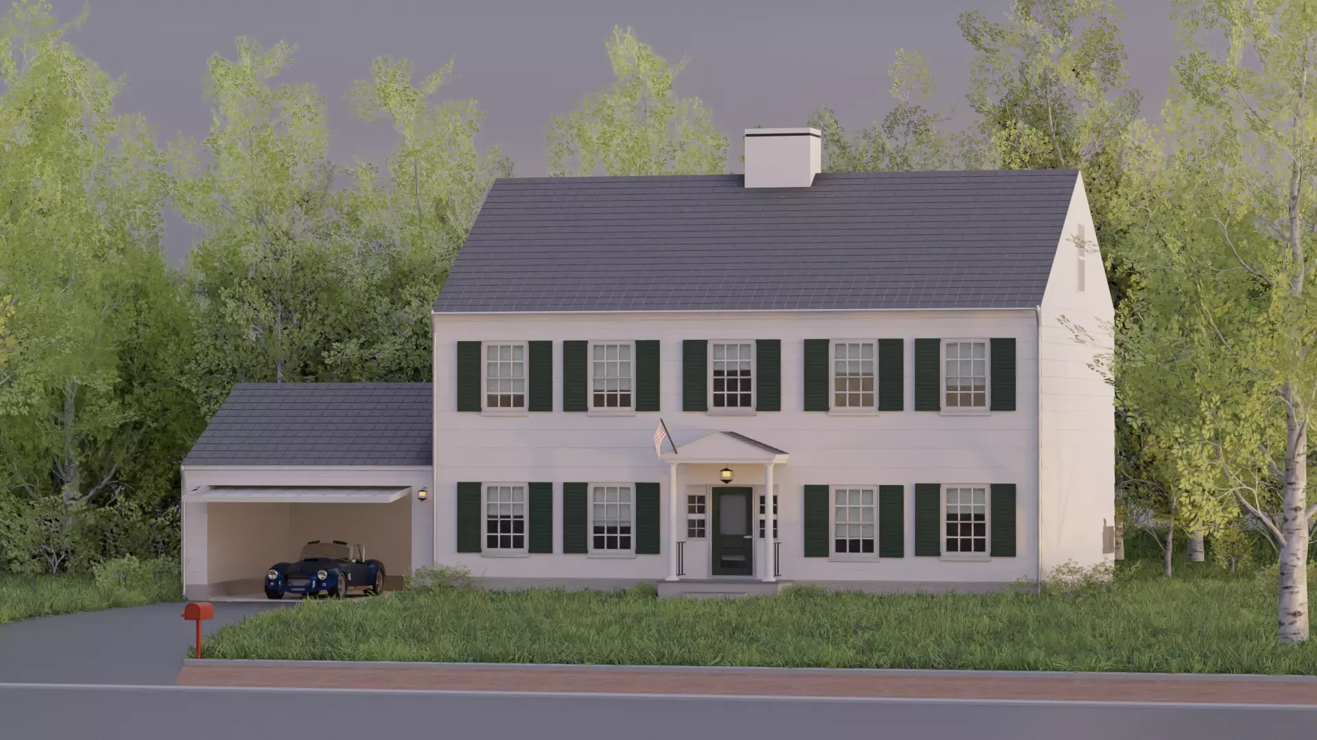 Colonial House Free low-poly 3D model