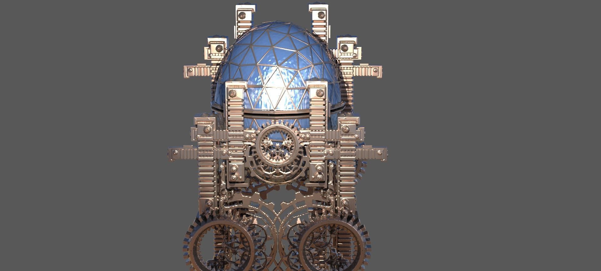 Faberg  egg Steam punk Dome 3D model_1