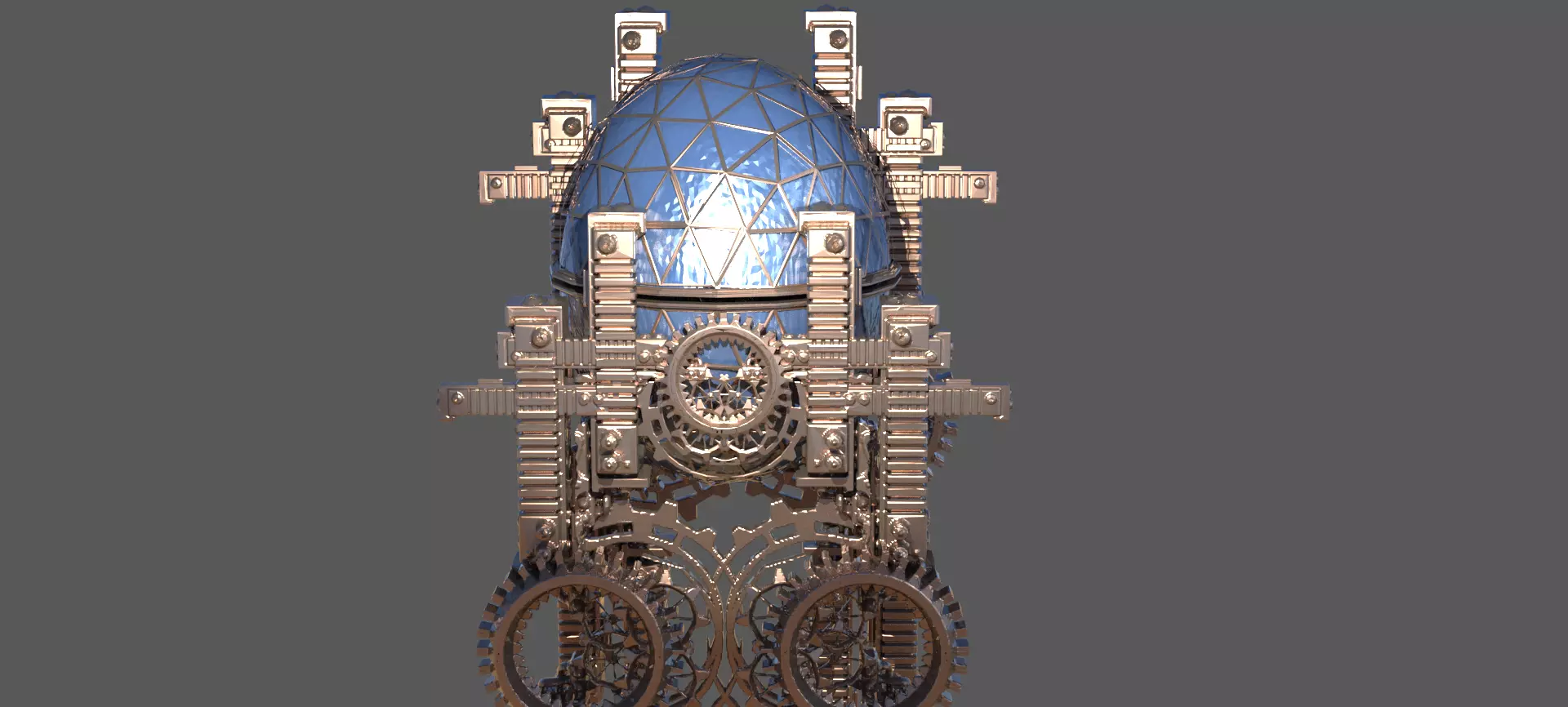 Faberg  egg Steam punk Dome 3D model_0