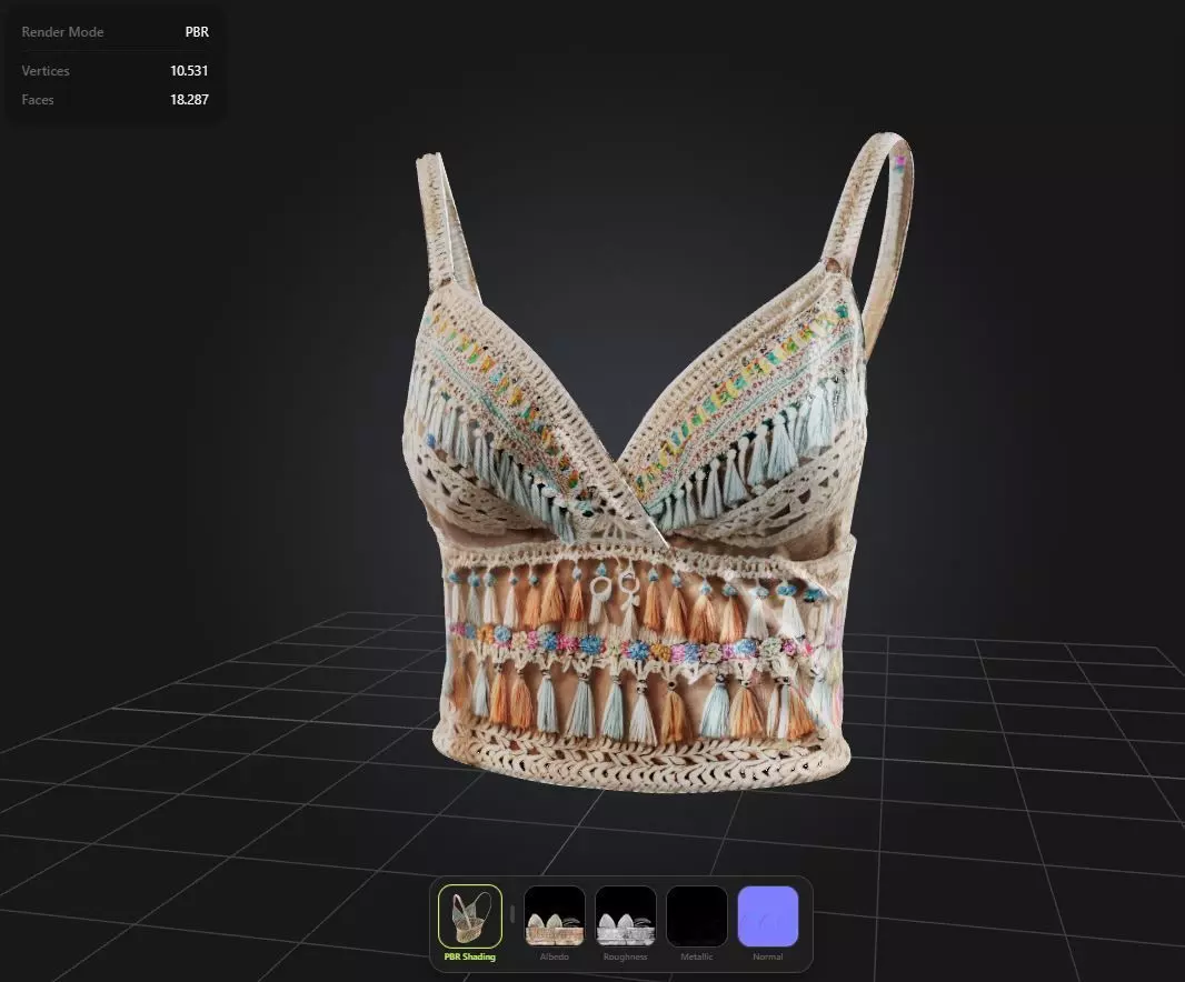 Boho Top PBR 4k Low-poly 3D model_0